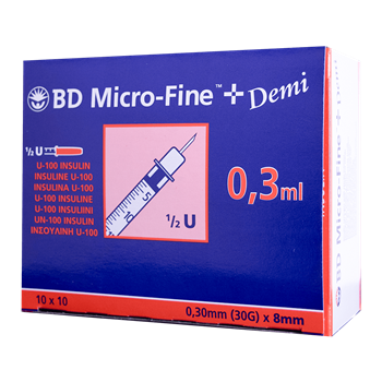 BD MICROFINE+ SERINGUE INSULINE 0,3 ML 30G 8 MM (100) : Seringue